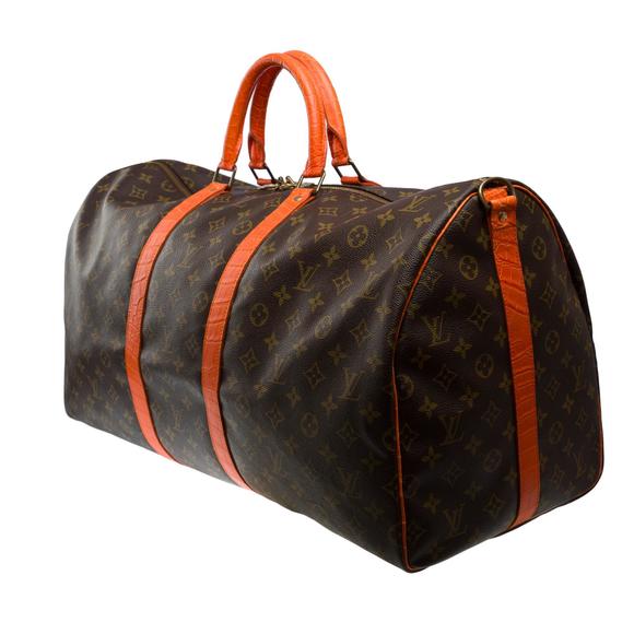 LOUIS VUITTON Customized Keepall 55 strap Travel bag with Orange Crocodile - Picture 4 of 9